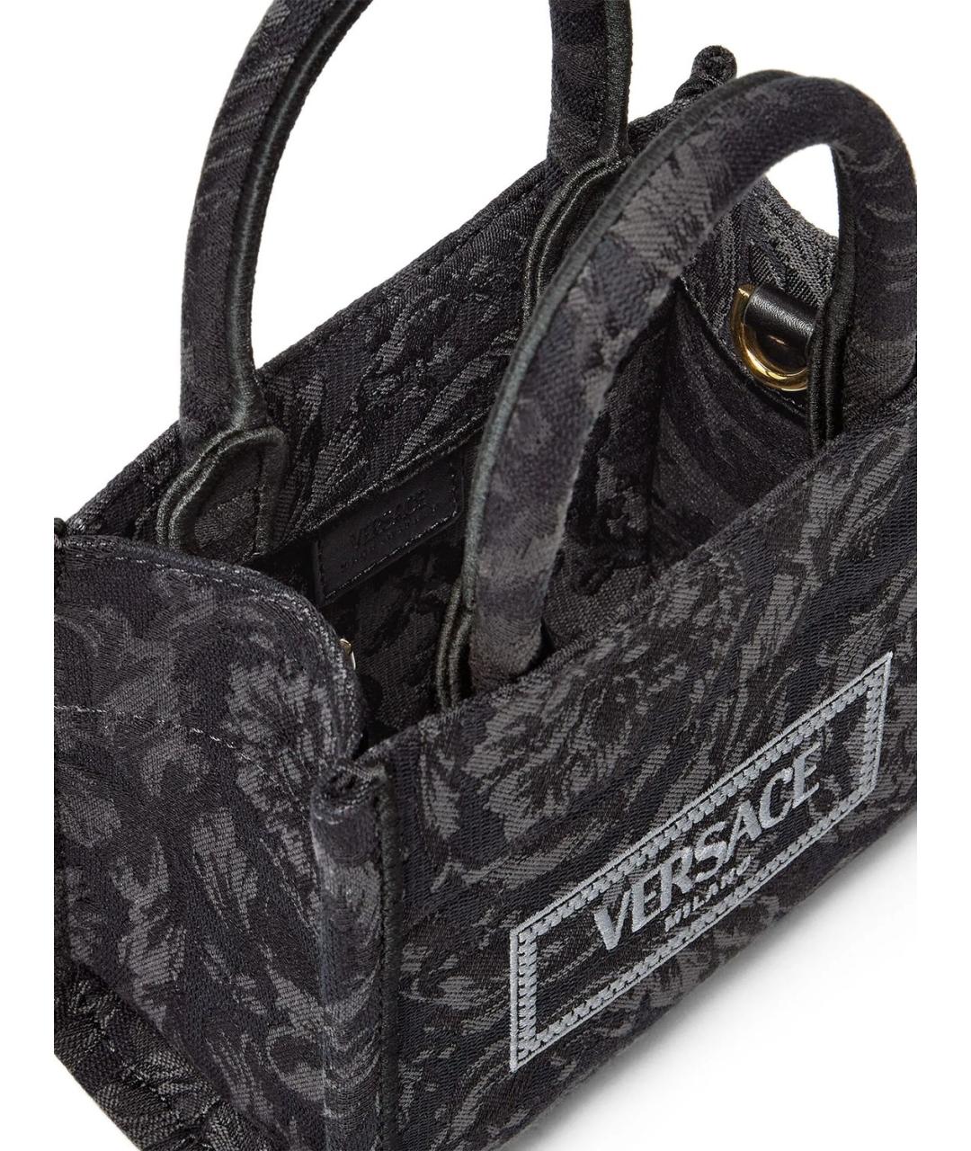 VERSACE Черная тканевая сумка тоут, фото 4