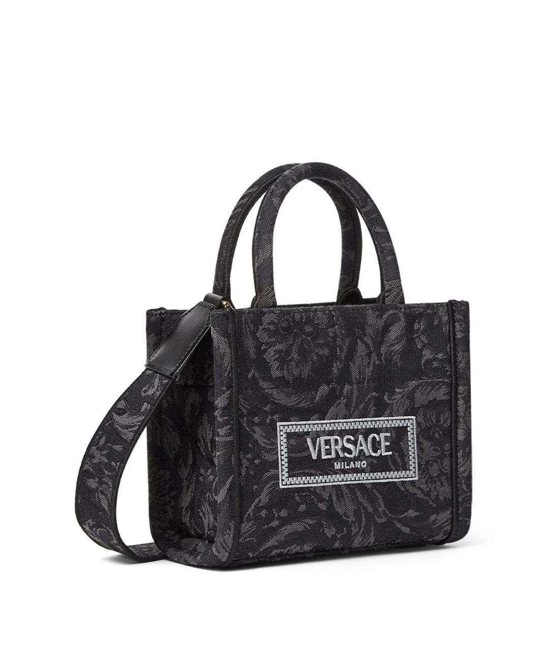 VERSACE Черная тканевая сумка тоут, фото 3