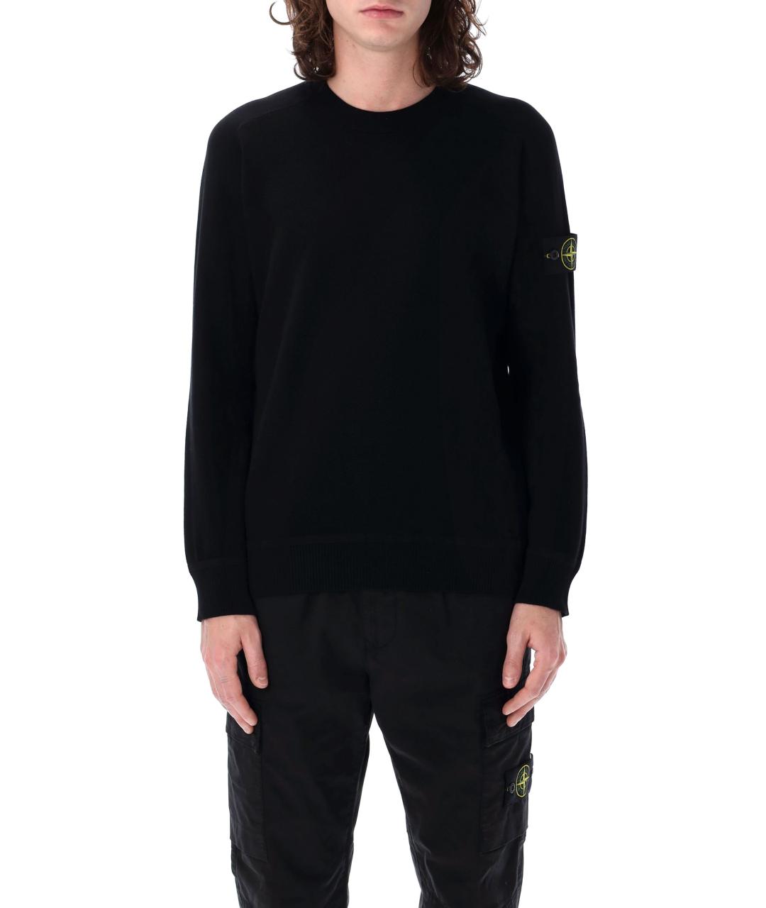 STONE ISLAND Черный хлопковый джемпер / свитер, фото 4