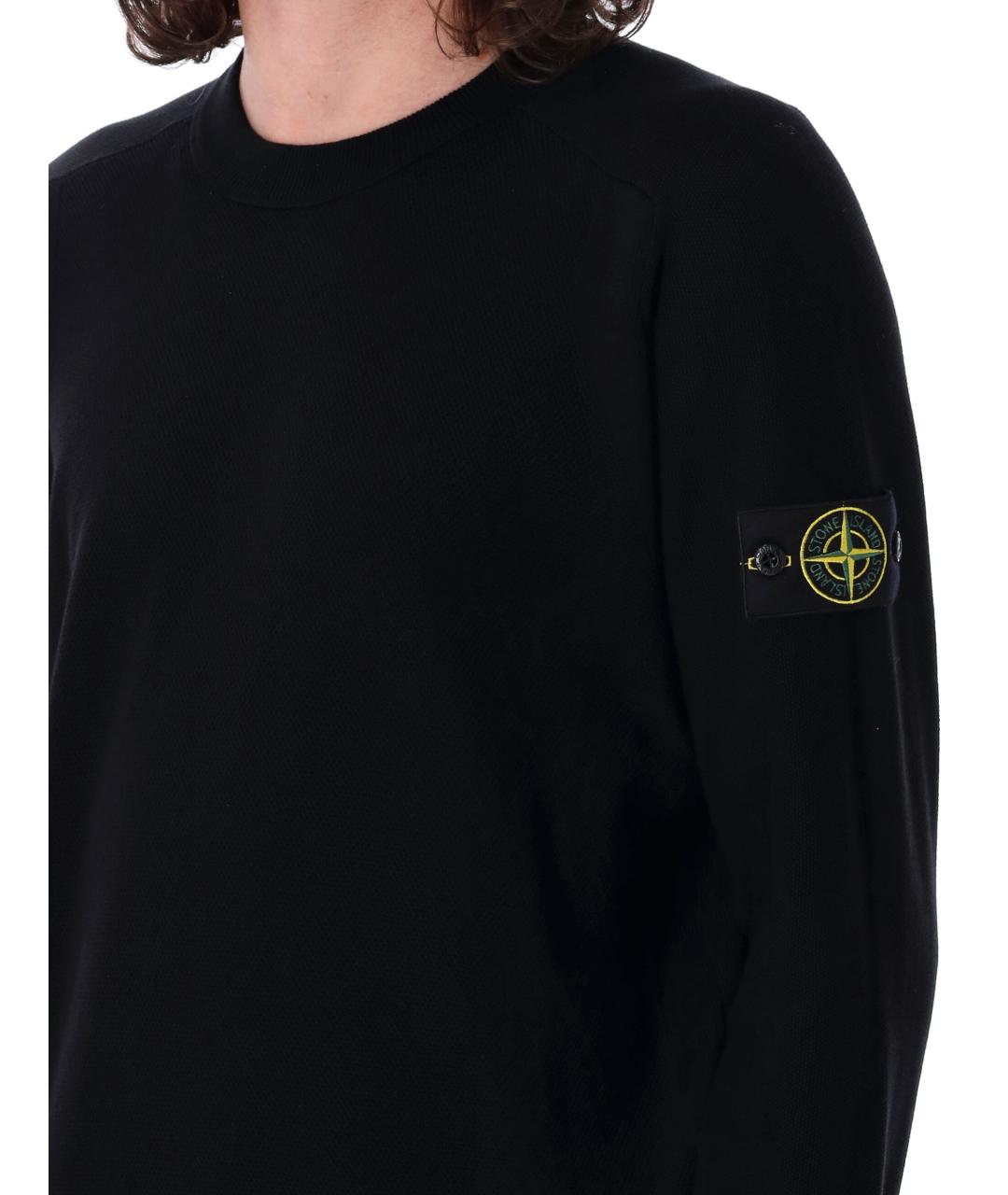 STONE ISLAND Черный хлопковый джемпер / свитер, фото 3