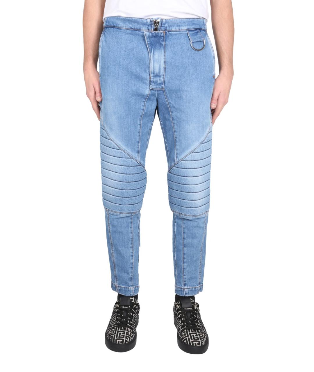 BALMAIN Синие хлопковые повседневные брюки, фото 1