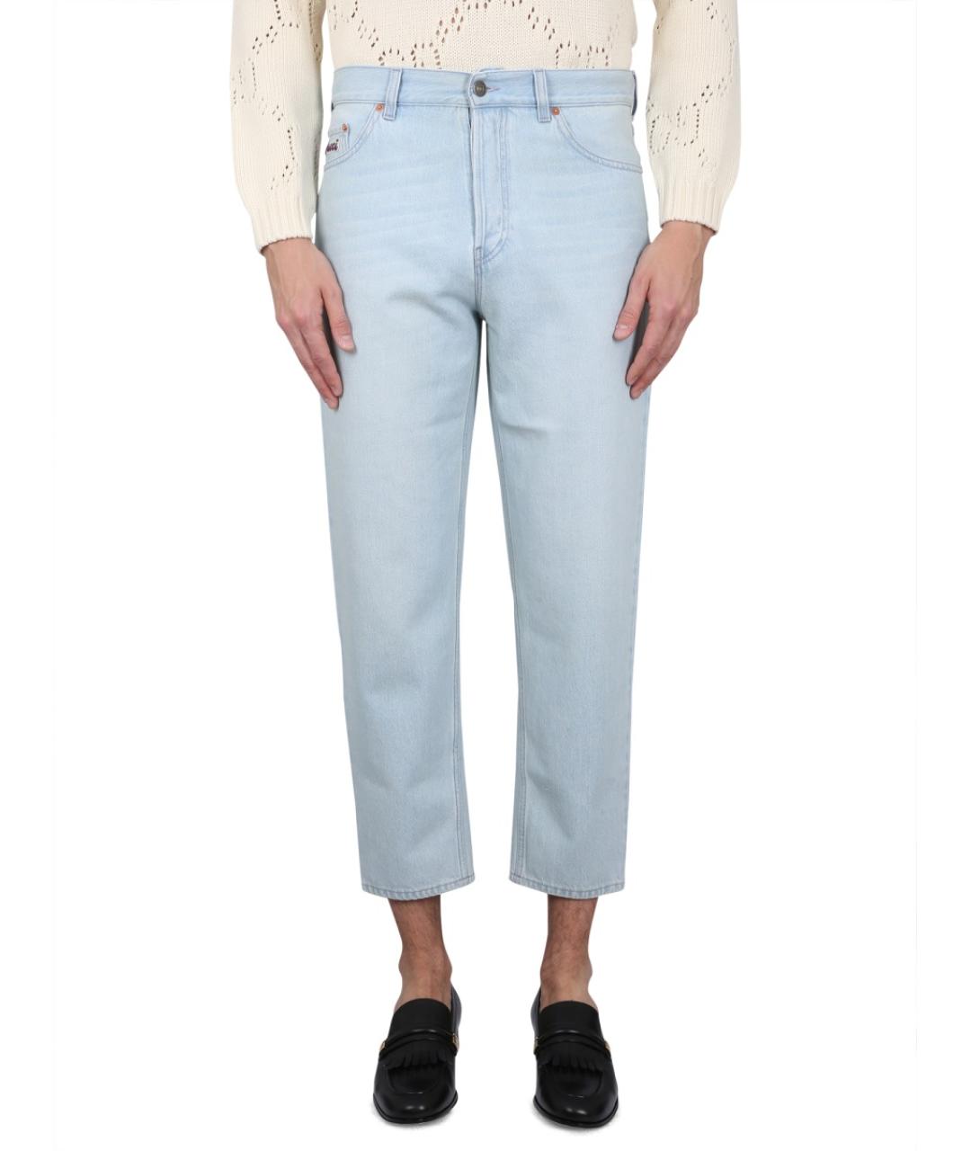 GUCCI Синие хлопковые повседневные брюки, фото 1