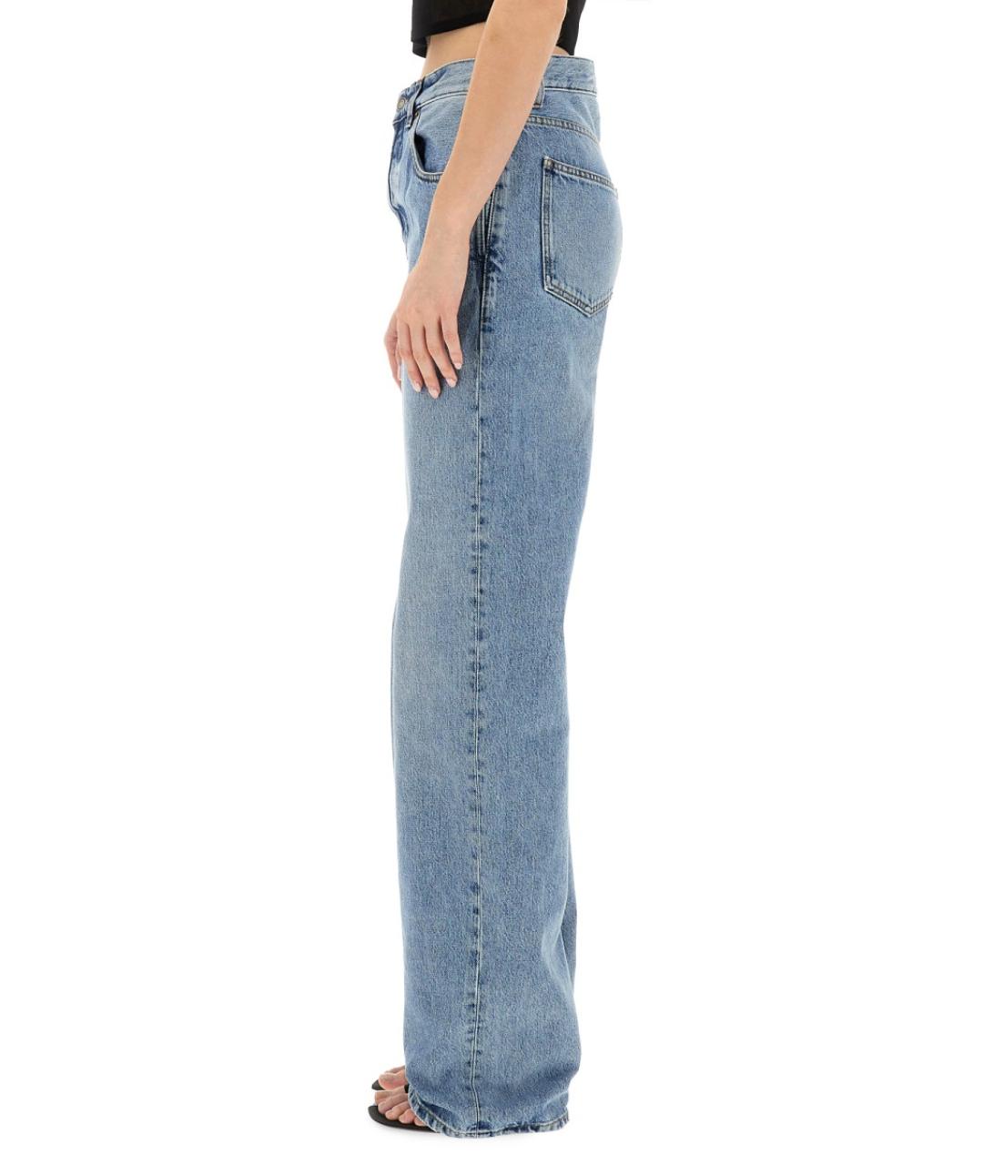 SAINT LAURENT Голубые хлопковые прямые джинсы, фото 4