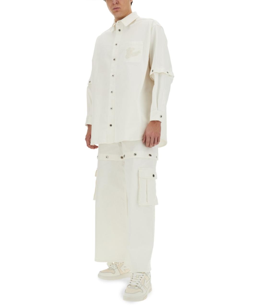OFF-WHITE Белые хлопковые повседневные брюки, фото 3