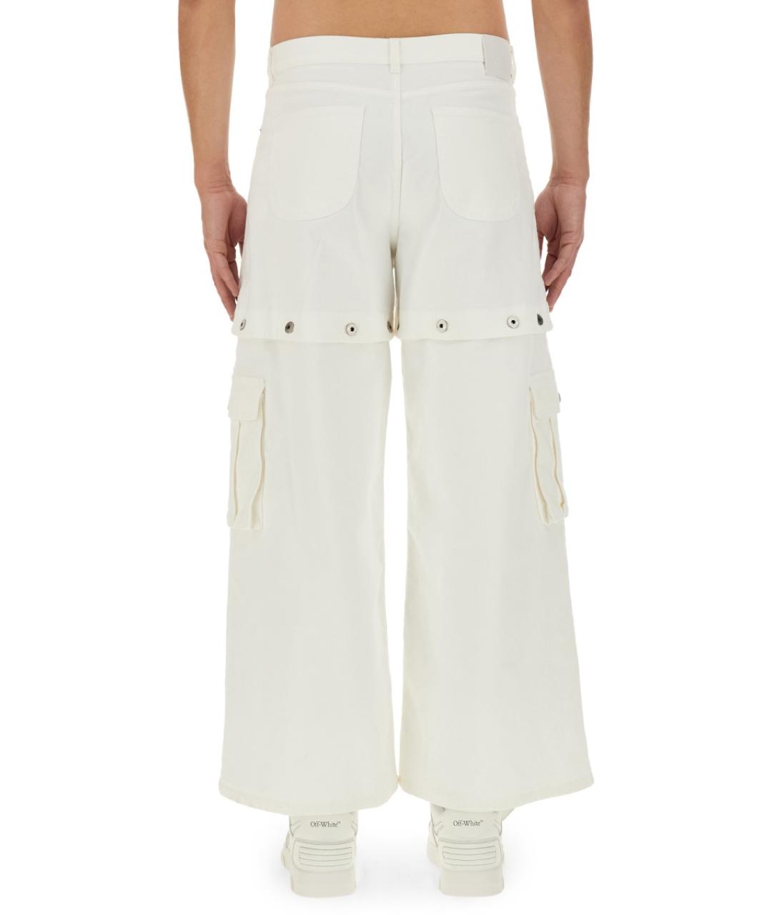 OFF-WHITE Белые хлопковые повседневные брюки, фото 4