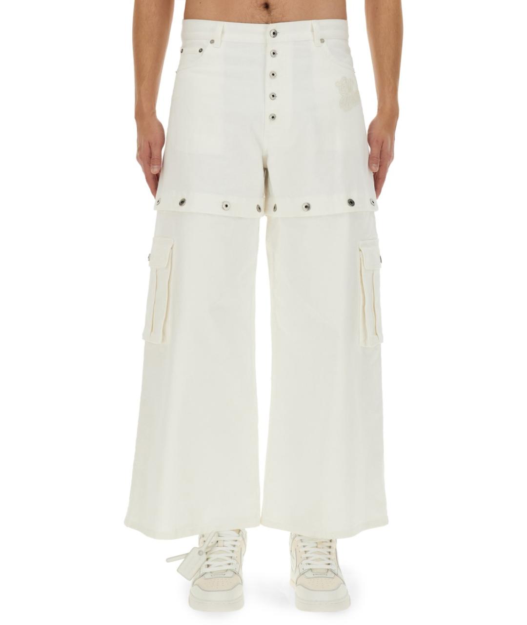 OFF-WHITE Белые хлопковые повседневные брюки, фото 2