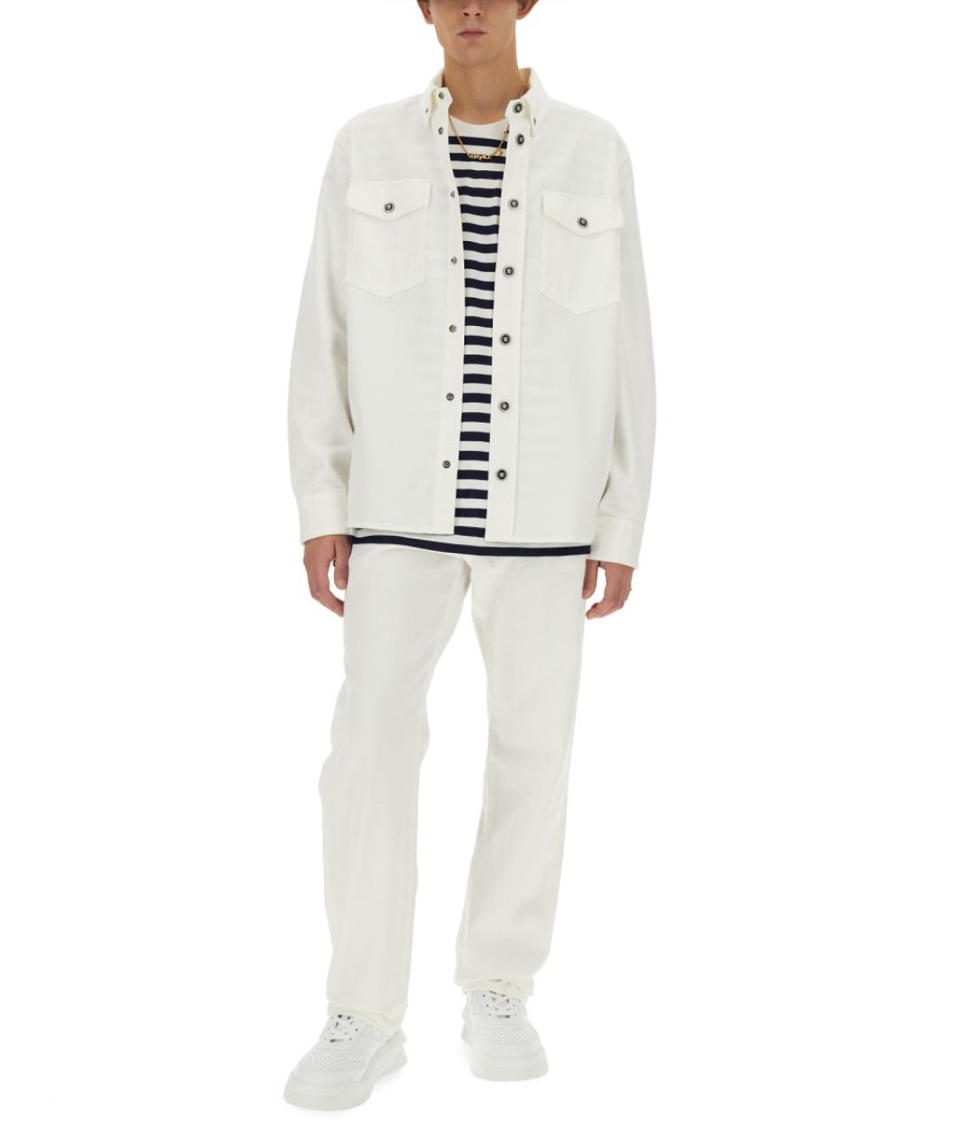 VERSACE Белые хлопковые повседневные брюки, фото 2