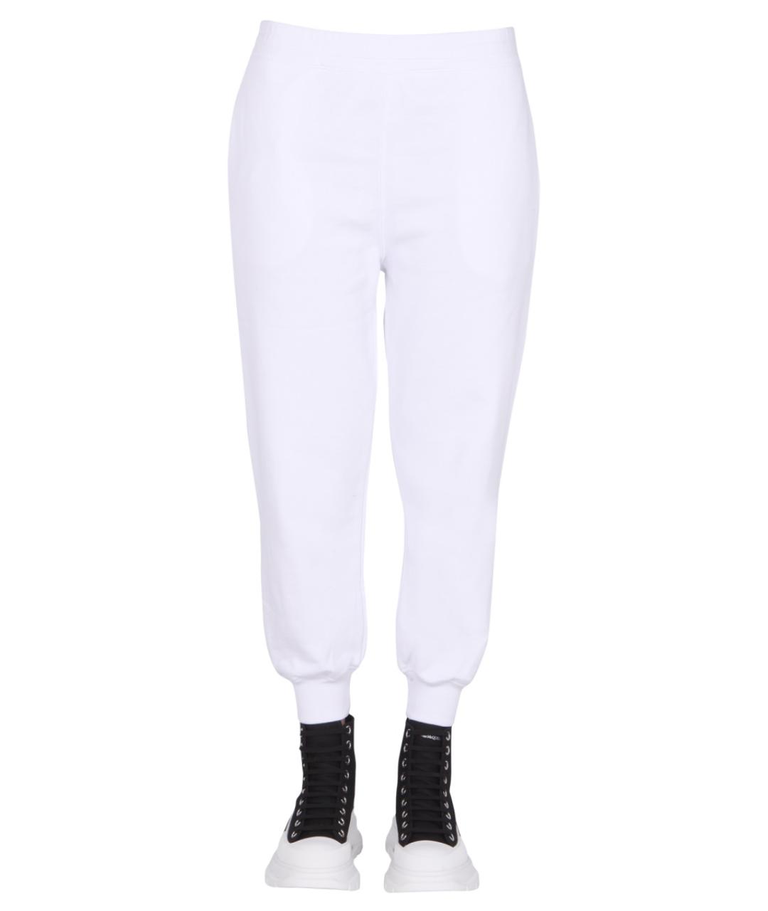 ALEXANDER MCQUEEN Белые хлопковые прямые брюки, фото 1