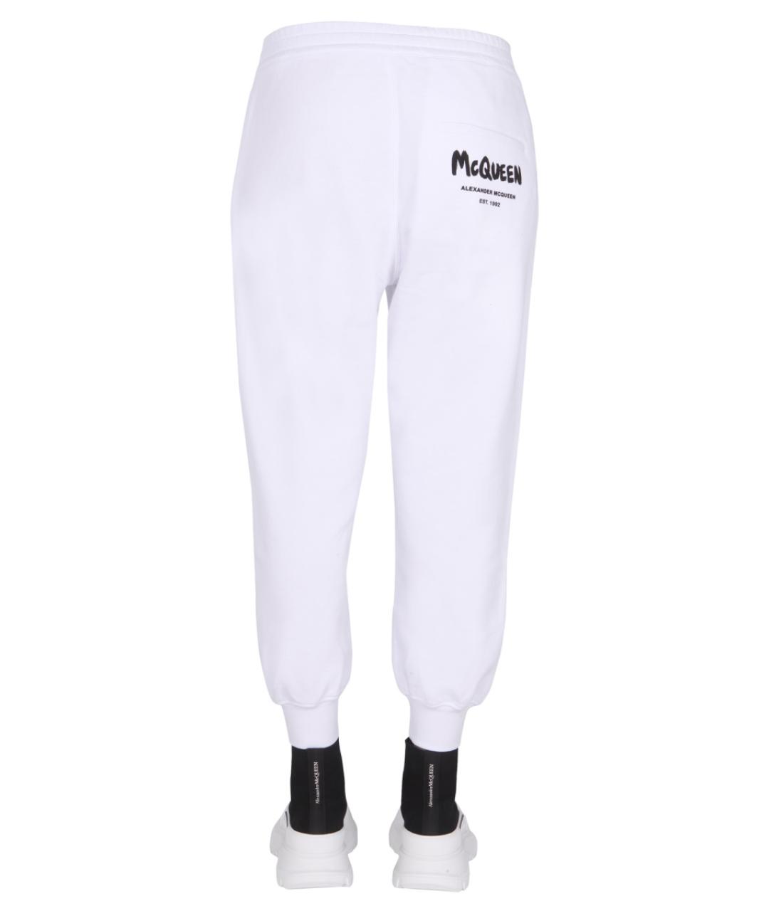 ALEXANDER MCQUEEN Белые хлопковые прямые брюки, фото 4