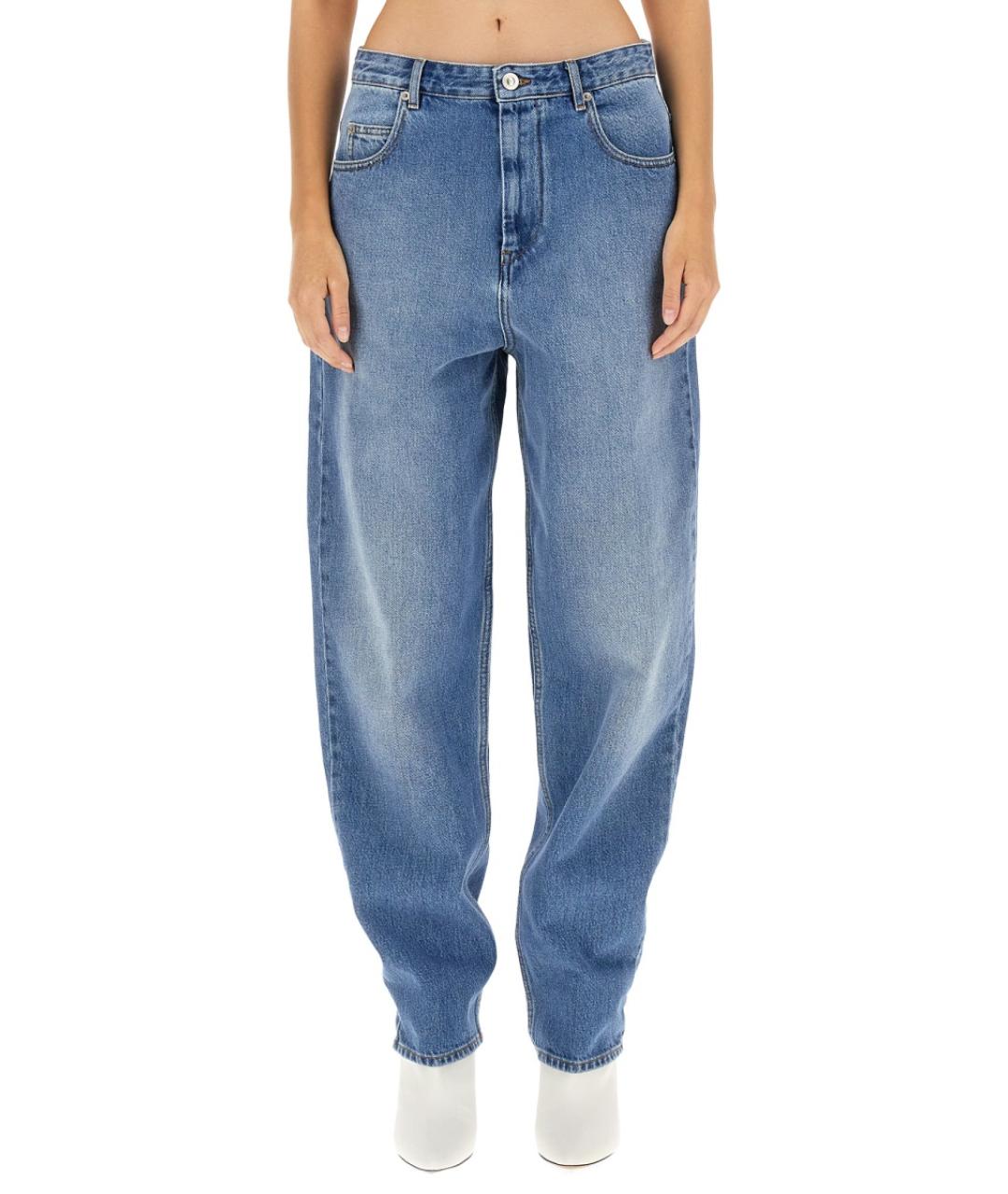 ISABEL MARANT Голубые хлопковые прямые брюки, фото 2