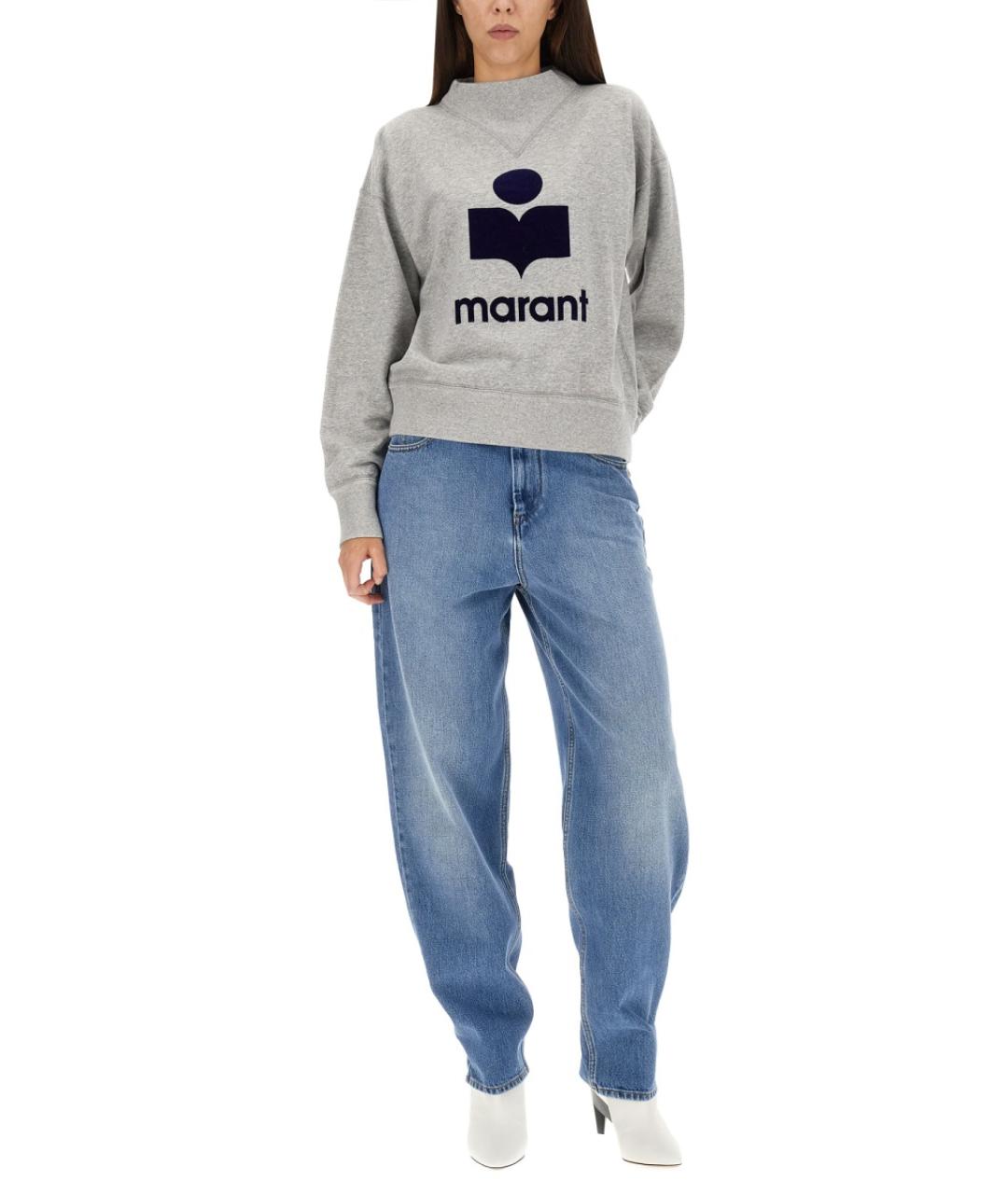 ISABEL MARANT Голубые хлопковые прямые брюки, фото 3