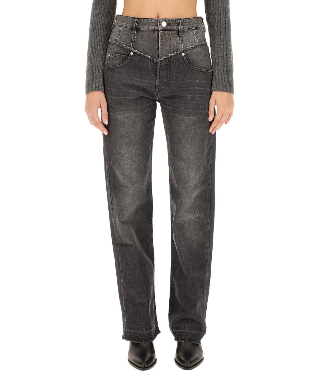 ISABEL MARANT Черные хлопковые прямые брюки, фото 1