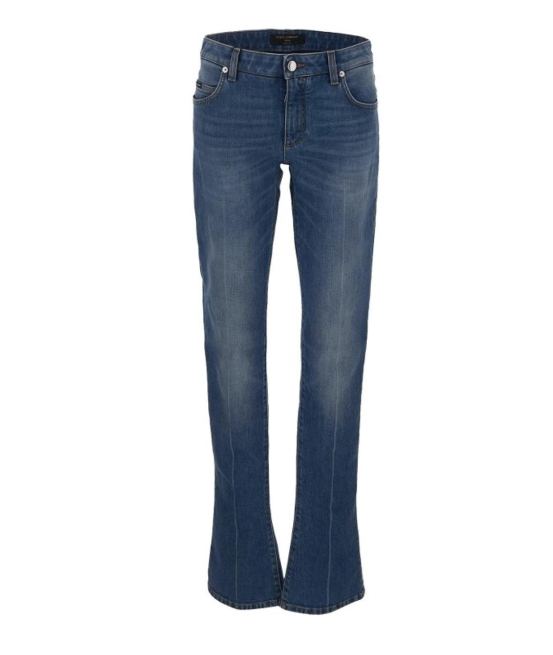 DOLCE&GABBANA Голубые хлопковые прямые брюки, фото 1