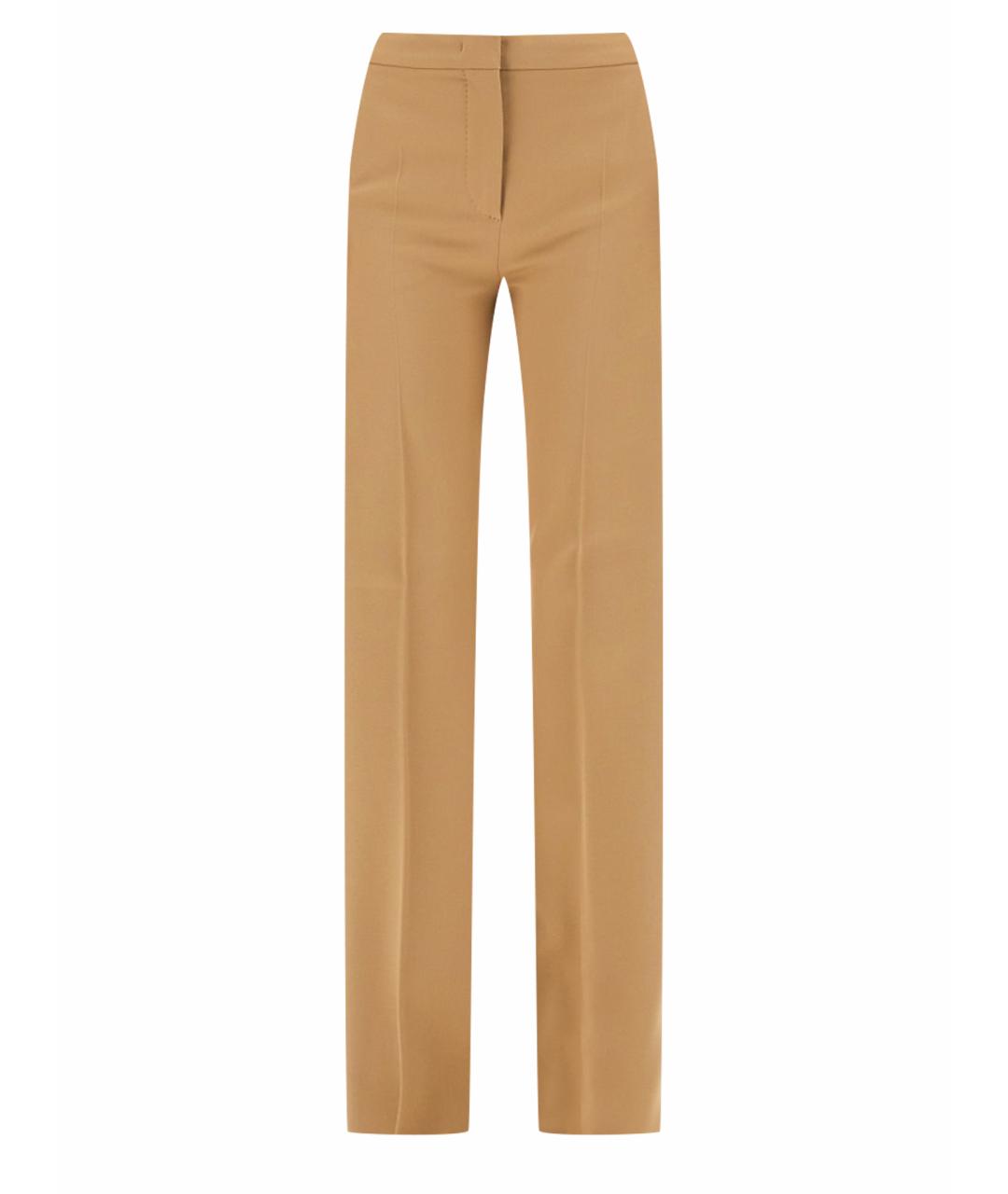 MAX MARA Бежевые хлопковые прямые брюки, фото 1
