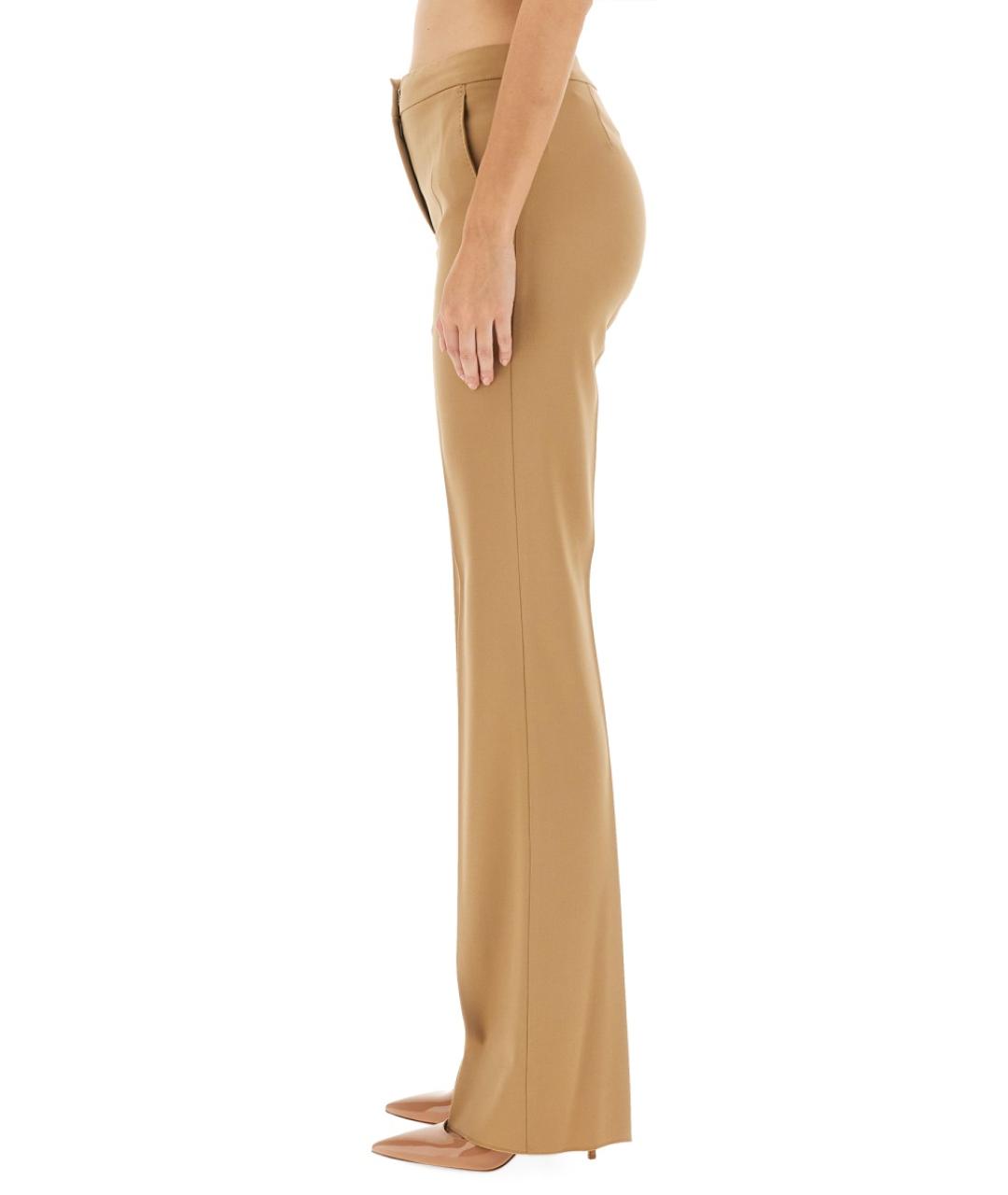 MAX MARA Бежевые хлопковые прямые брюки, фото 3