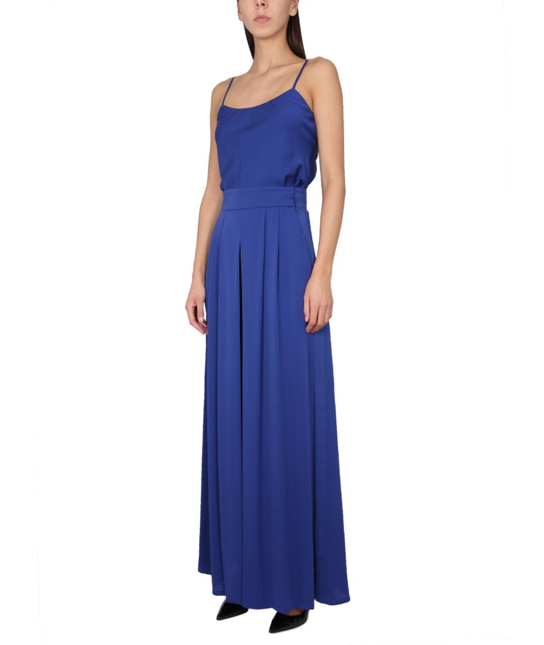 MAX MARA Синие шелковые брюки широкие, фото 3