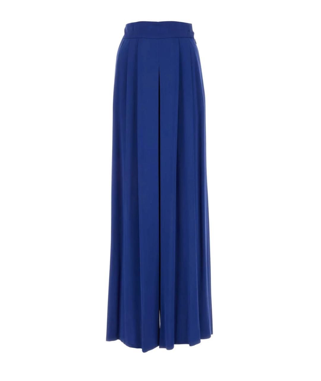 MAX MARA Синие шелковые брюки широкие, фото 1