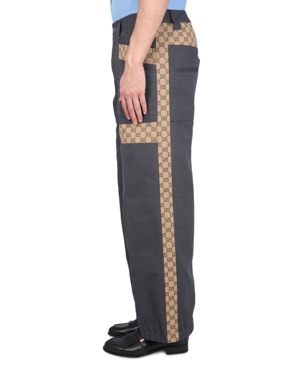GUCCI Мульти хлопковые повседневные брюки, фото 3