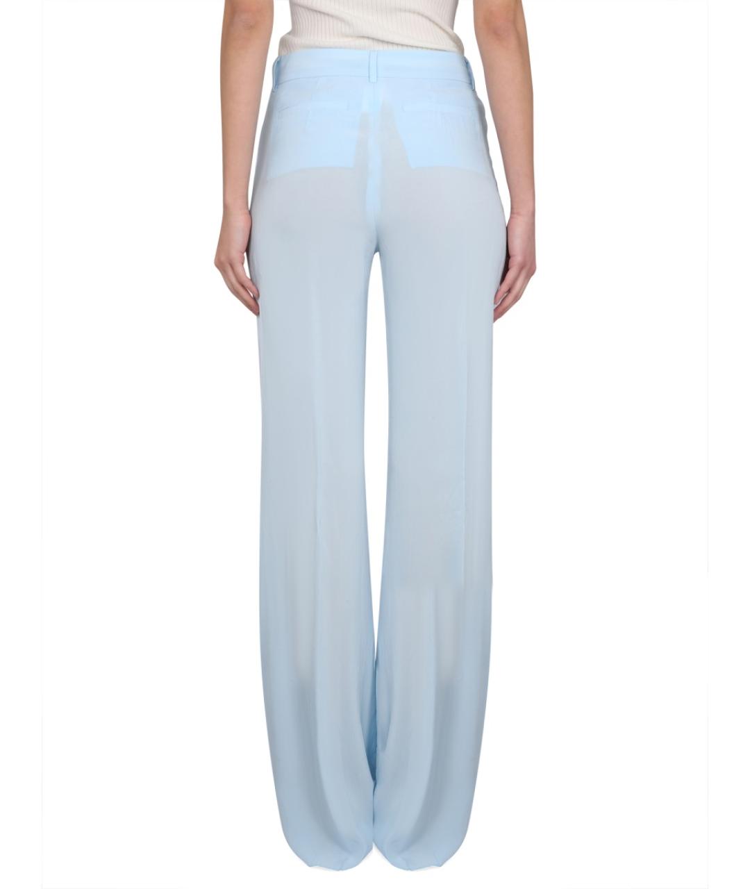 MAX MARA Голубые вискозные прямые брюки, фото 4