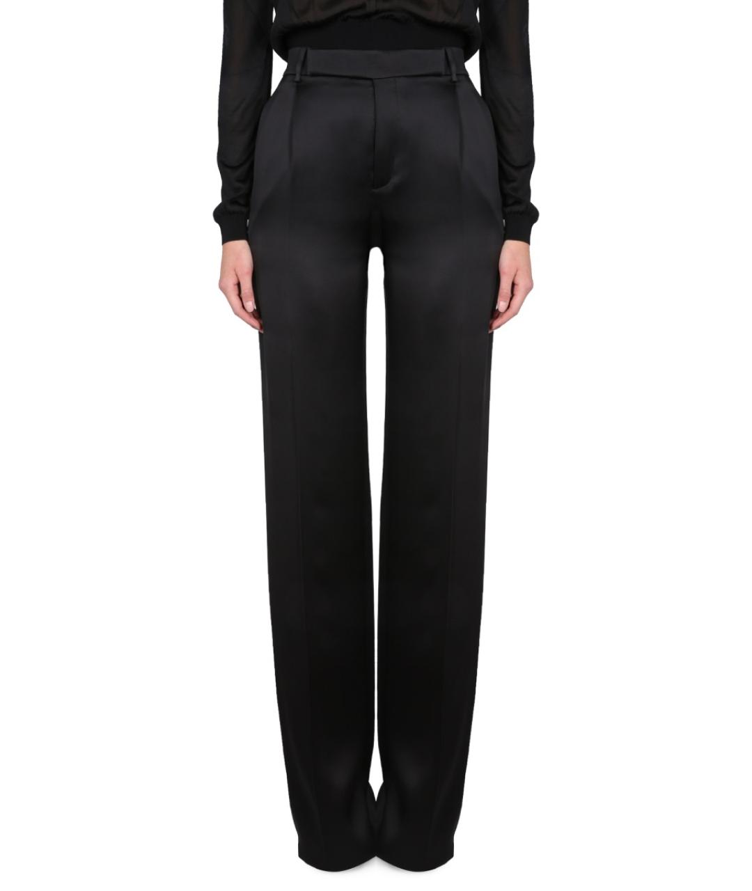 SAINT LAURENT Черные шелковые прямые брюки, фото 1