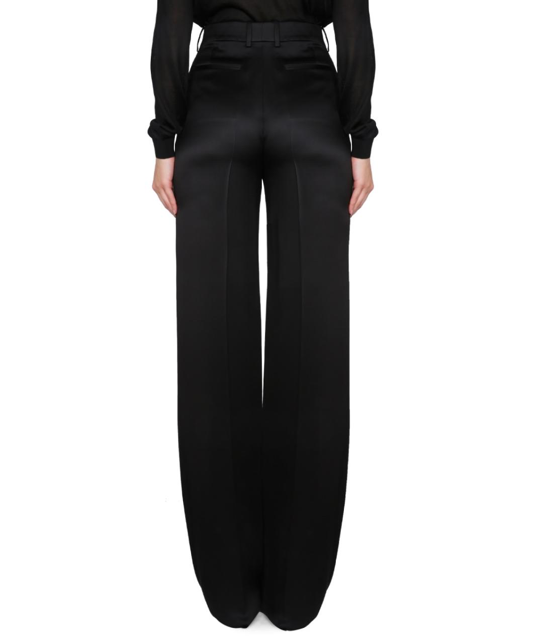 SAINT LAURENT Черные шелковые прямые брюки, фото 4