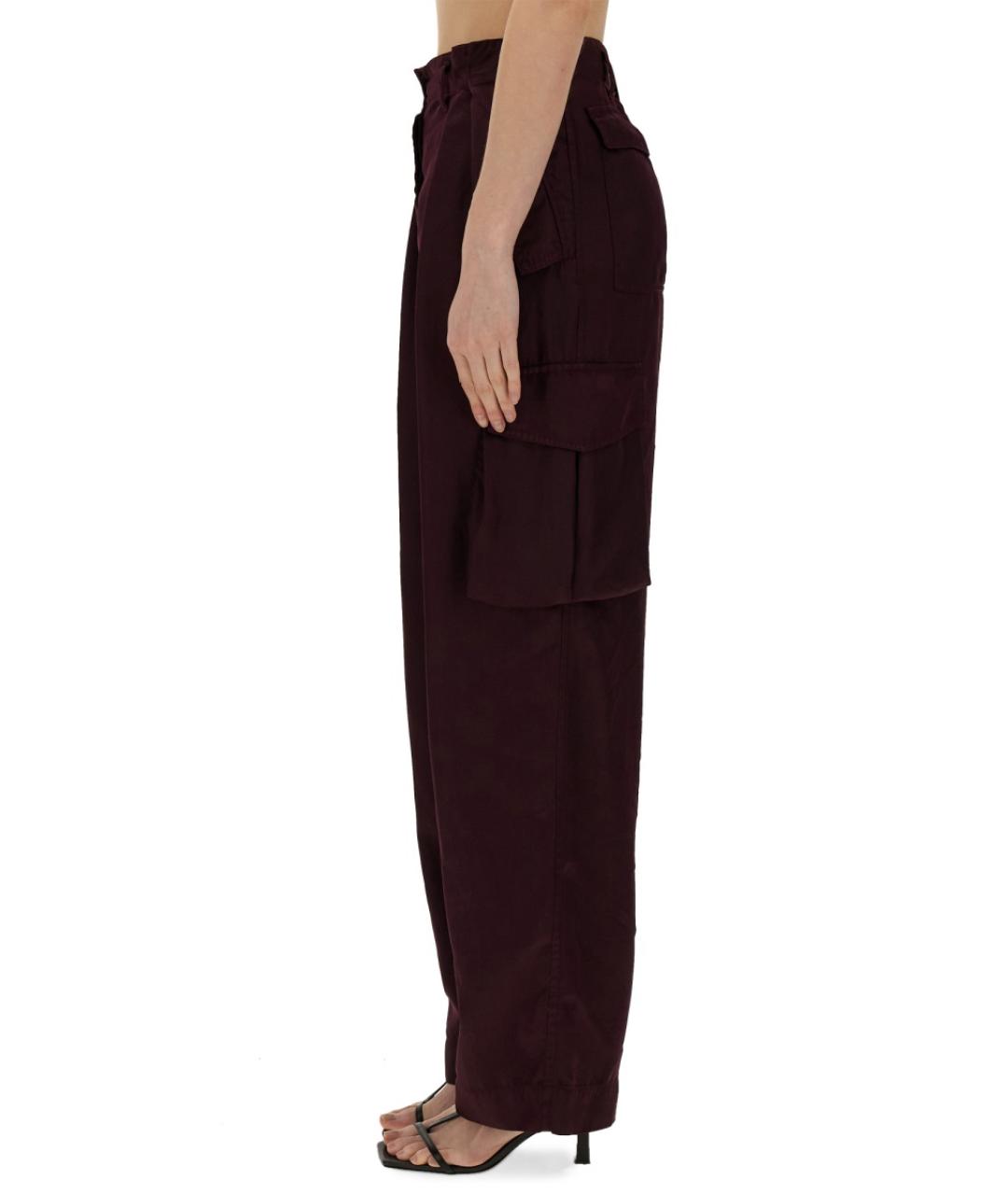 DRIES VAN NOTEN Бордовые полиамидовые прямые брюки, фото 4