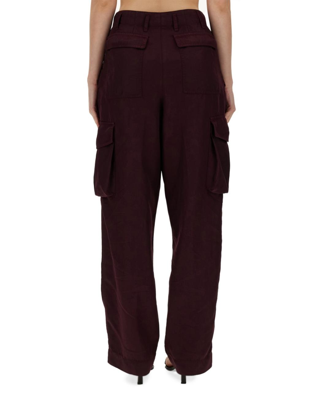 DRIES VAN NOTEN Бордовые полиамидовые прямые брюки, фото 3