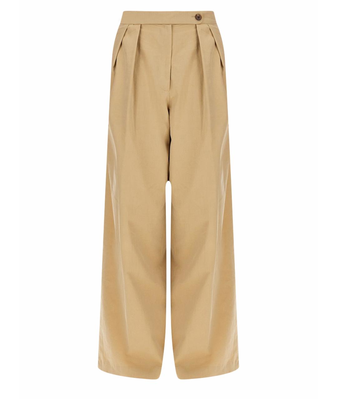 DRIES VAN NOTEN Бежевые хлопковые прямые брюки, фото 1