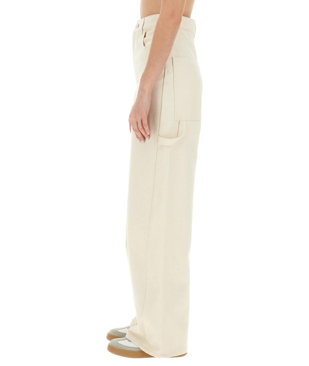 MAX MARA Белые хлопковые прямые брюки, фото 4