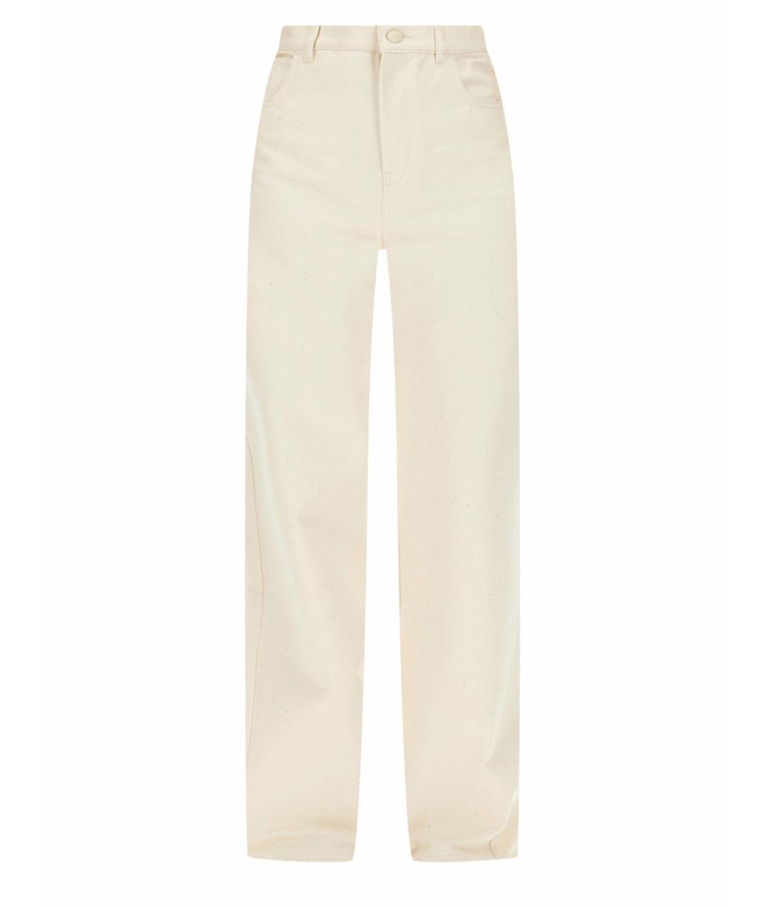 MAX MARA Белые хлопковые прямые брюки, фото 1