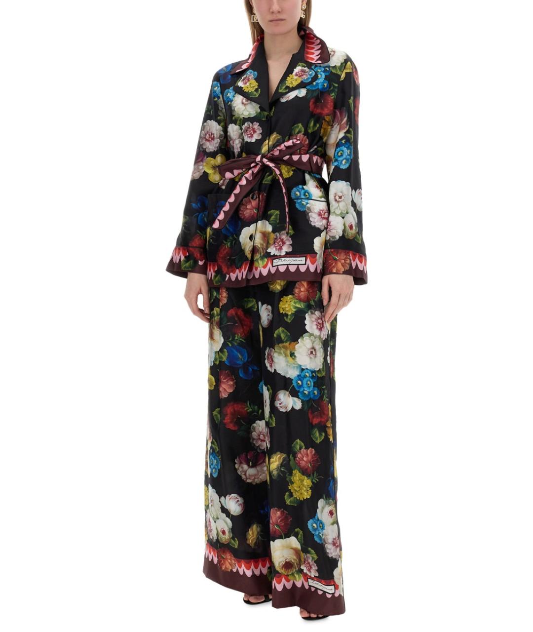DOLCE&GABBANA Мульти шелковые прямые брюки, фото 2