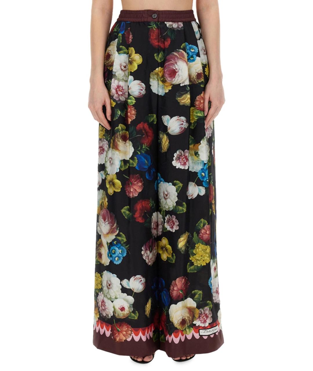 DOLCE&GABBANA Мульти шелковые прямые брюки, фото 1
