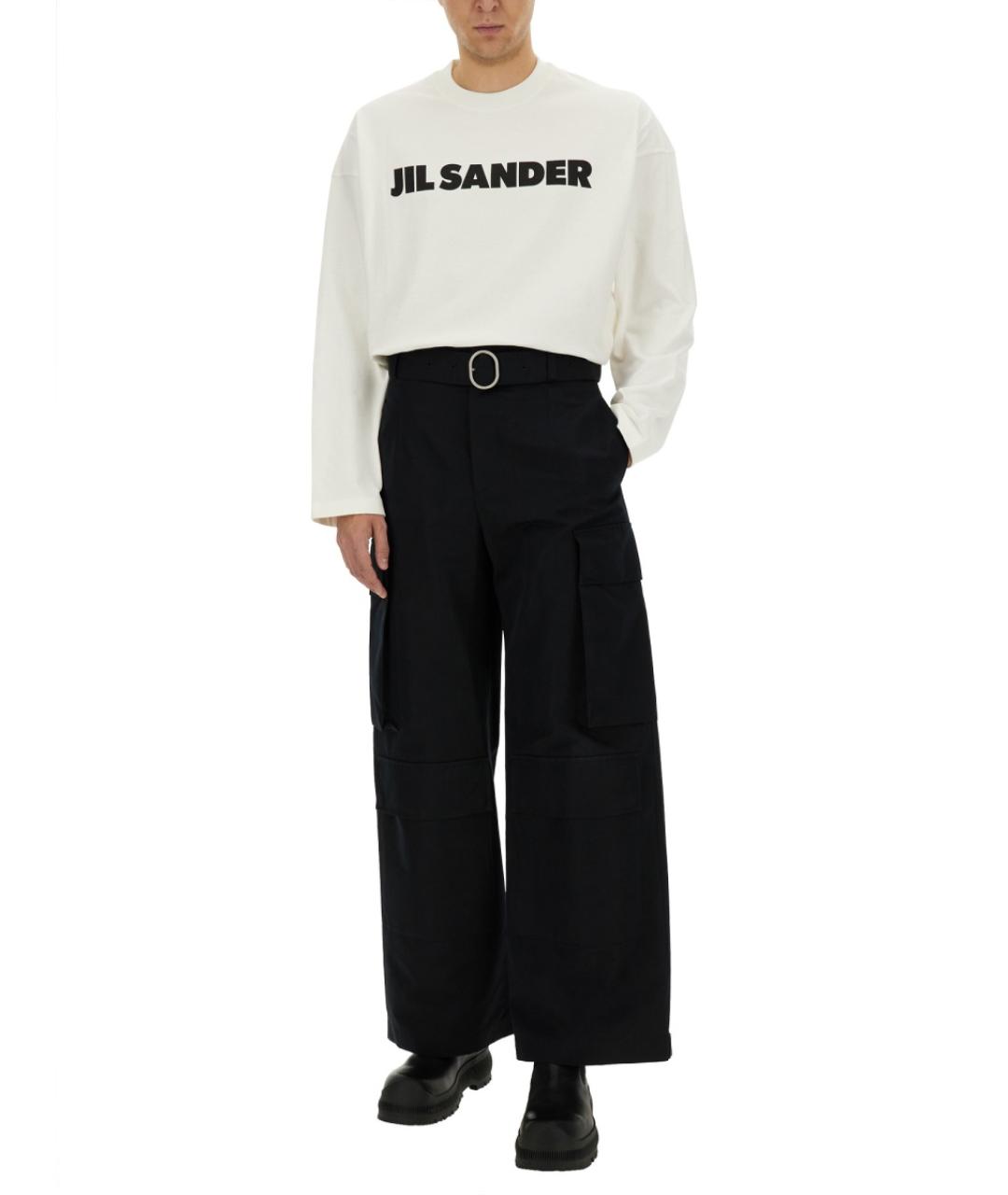 JIL SANDER Черные хлопковые повседневные брюки, фото 2