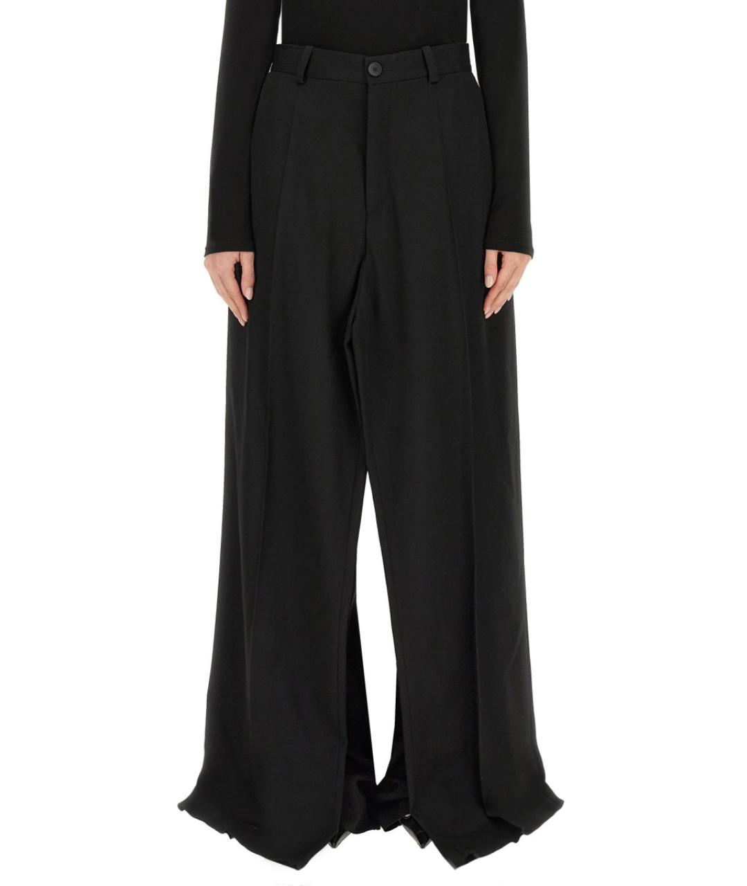 BALENCIAGA Черные шерстяные прямые брюки, фото 1