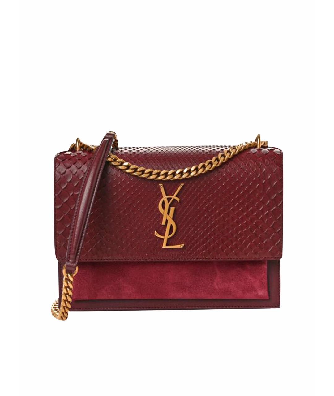 SAINT LAURENT Бордовая сумка через плечо из экзотической кожи, фото 1