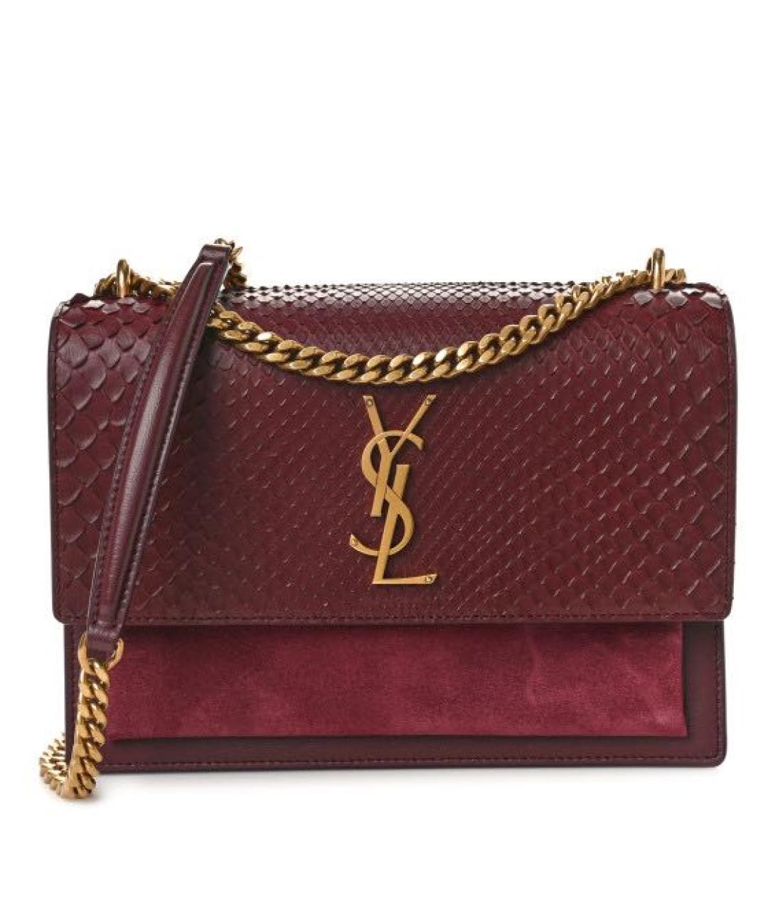 SAINT LAURENT Бордовая сумка через плечо из экзотической кожи, фото 6