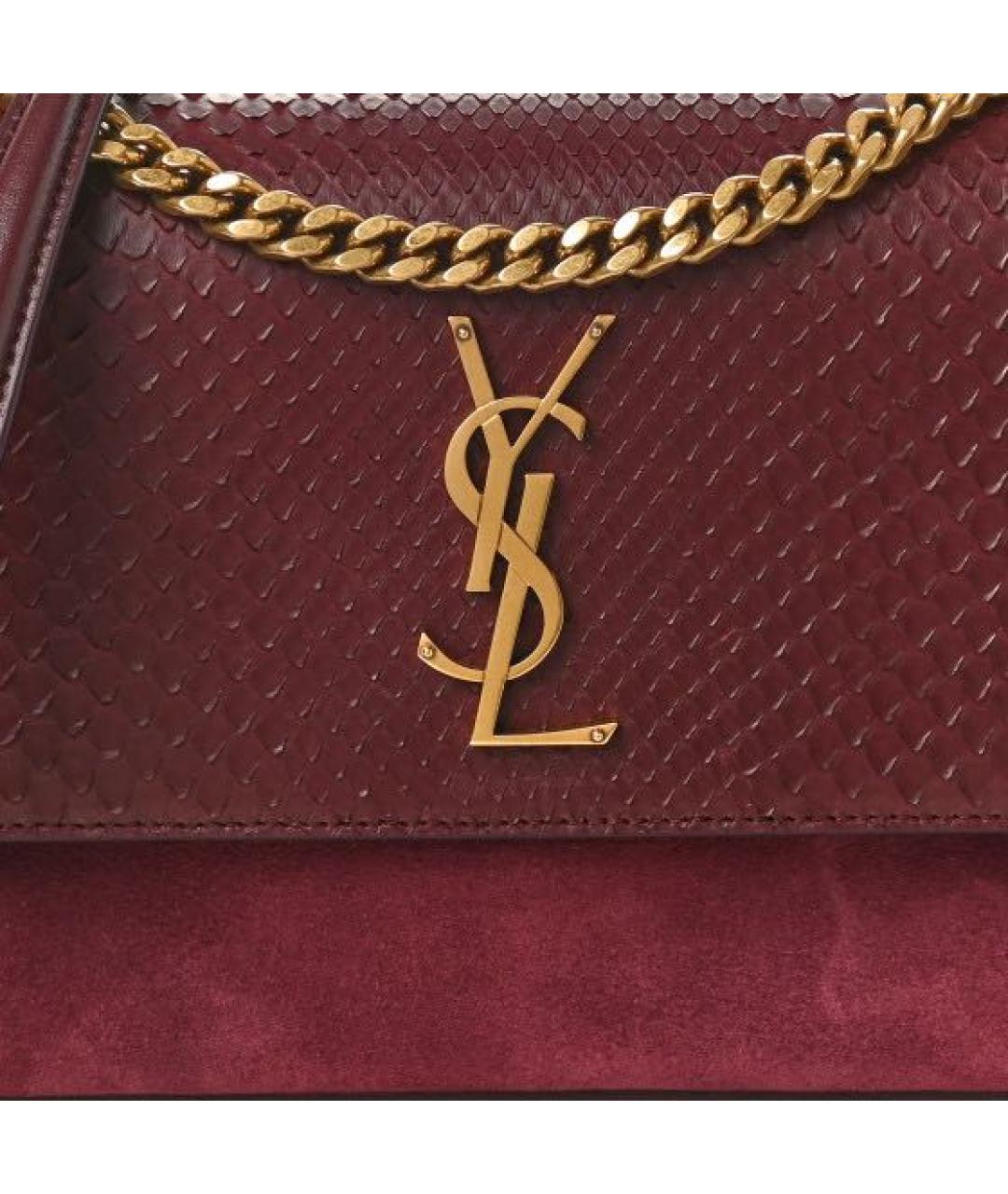 SAINT LAURENT Бордовая сумка через плечо из экзотической кожи, фото 3