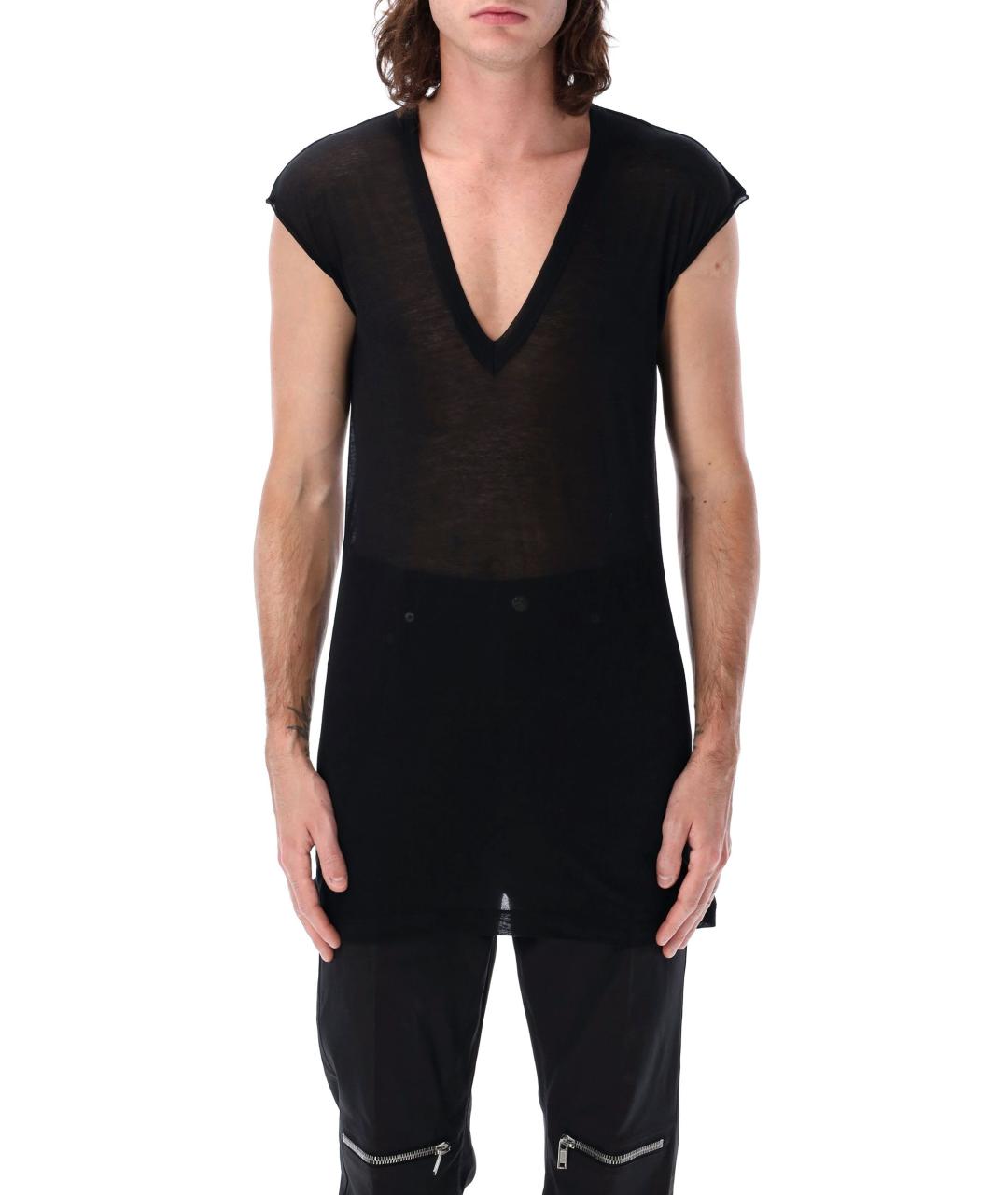 RICK OWENS Черная хлопковая футболка, фото 1