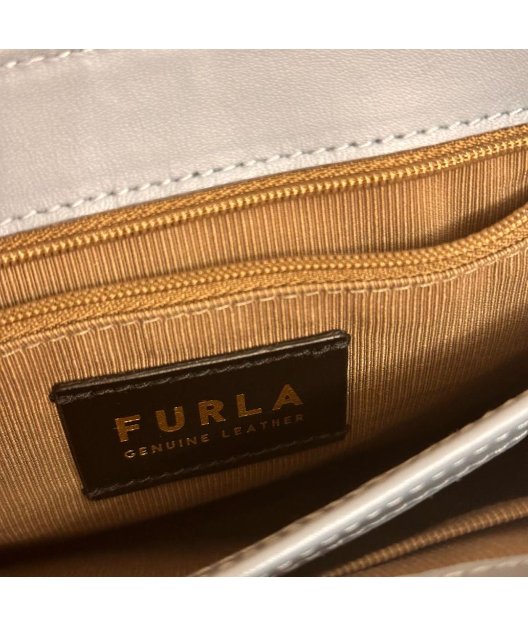 FURLA Голубая кожаная сумка через плечо, фото 4