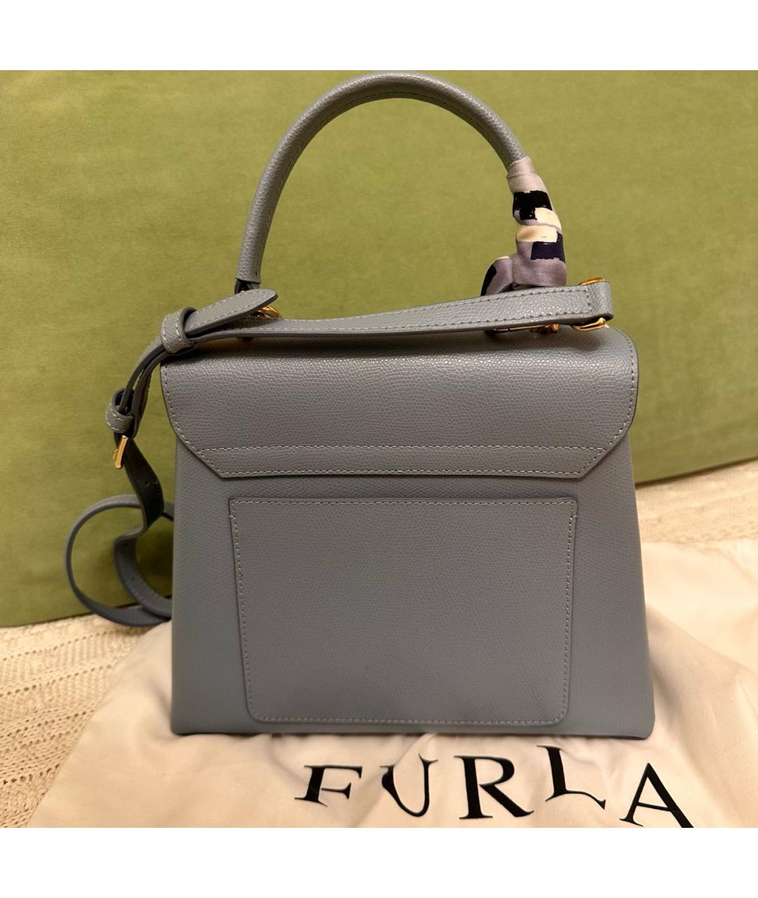 FURLA Голубая кожаная сумка через плечо, фото 3