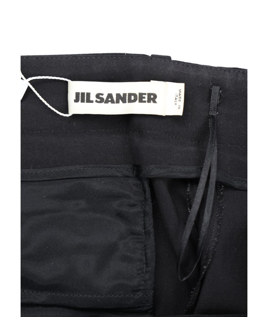 JIL SANDER Черные шерстяные прямые брюки, фото 3