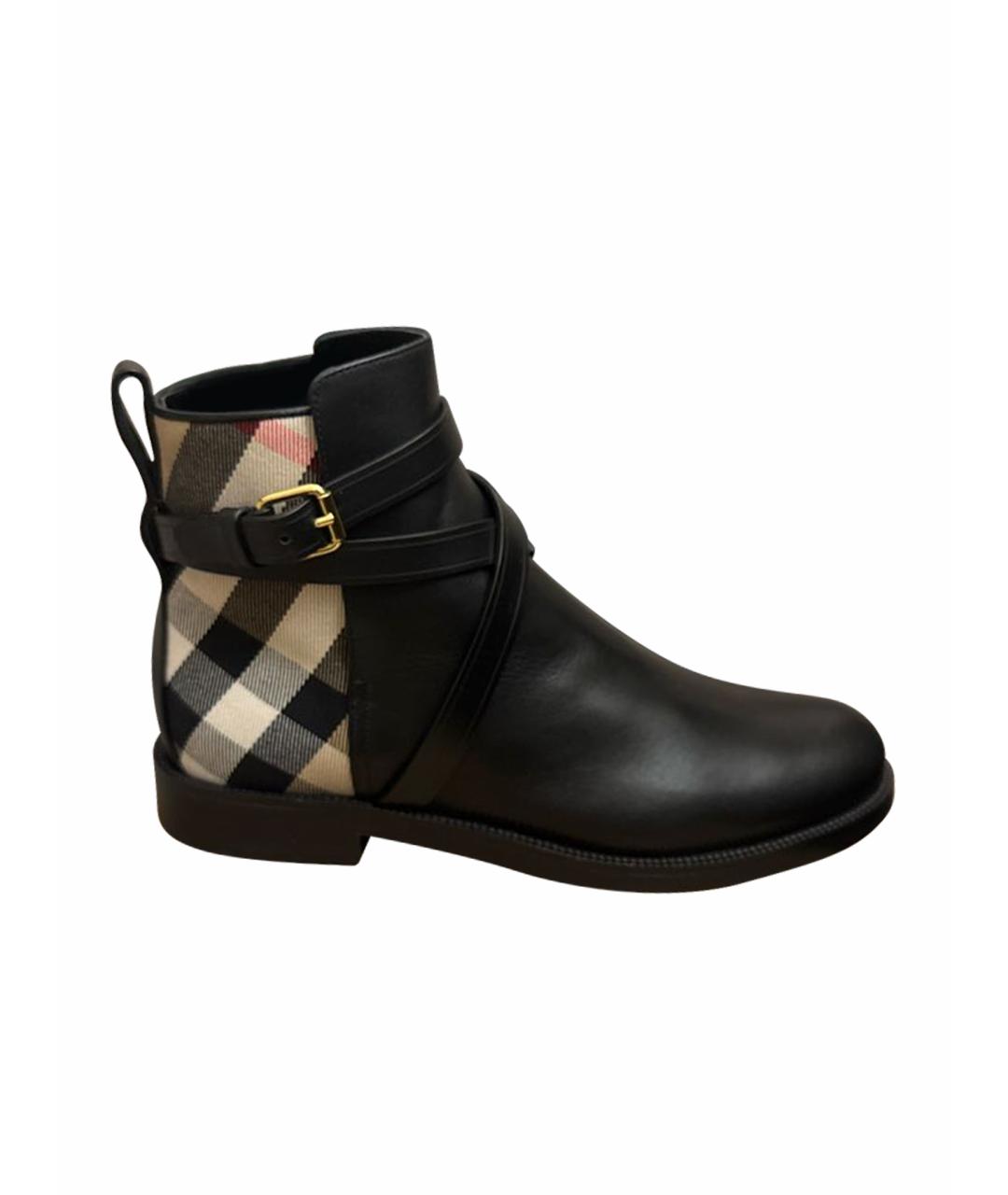 BURBERRY Черные кожаные полусапоги, фото 1