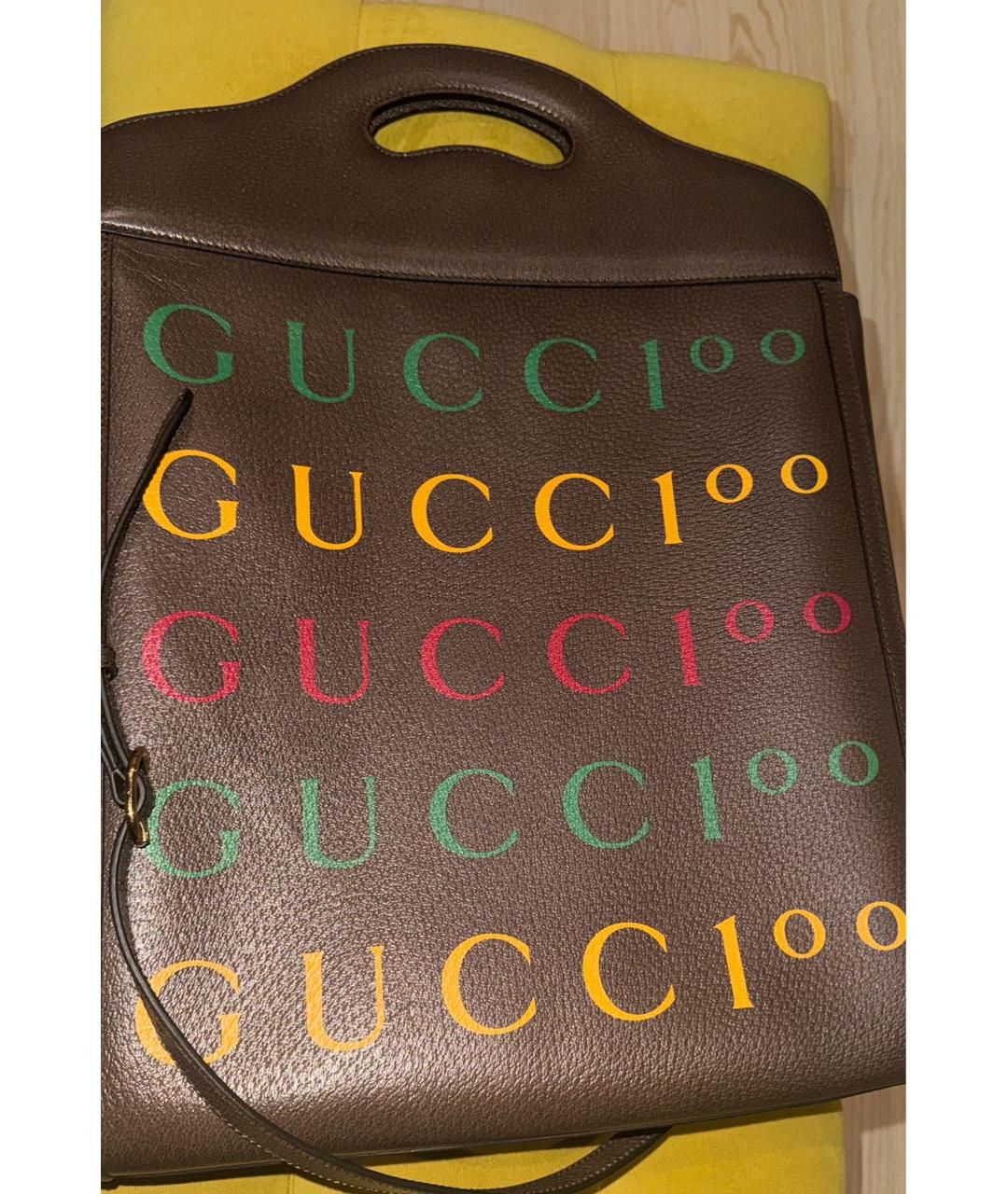 GUCCI Коричневая кожаная сумка тоут, фото 2