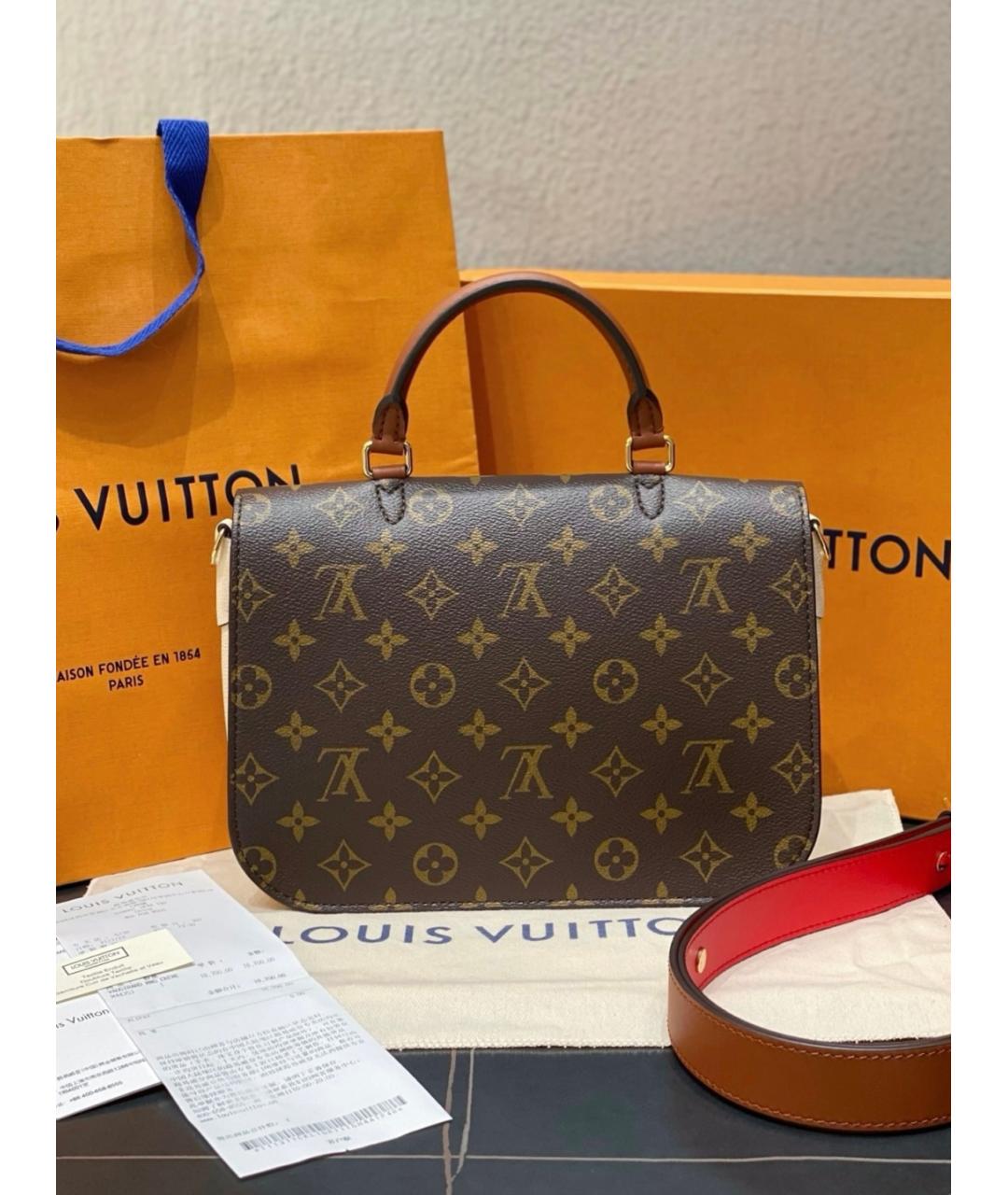 LOUIS VUITTON Коричневая сумка через плечо из искусственной кожи, фото 3