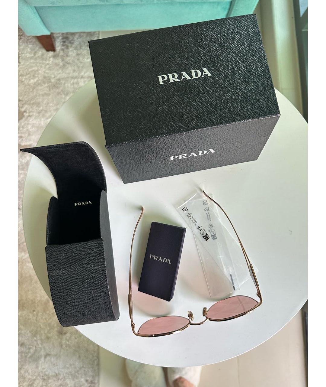 PRADA Розовые металлические солнцезащитные очки, фото 4