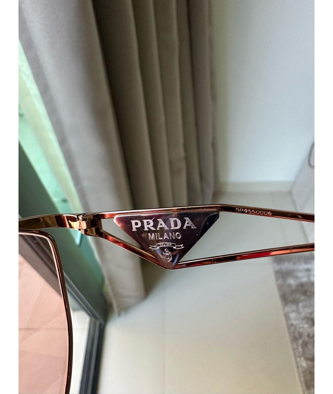 PRADA Розовые металлические солнцезащитные очки, фото 3