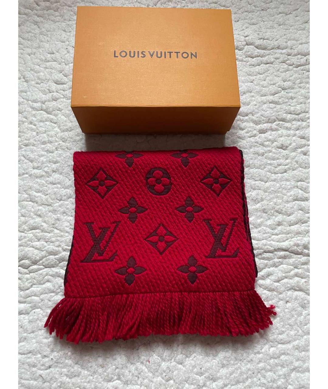 LOUIS VUITTON Красный кашемировый шарф, фото 7