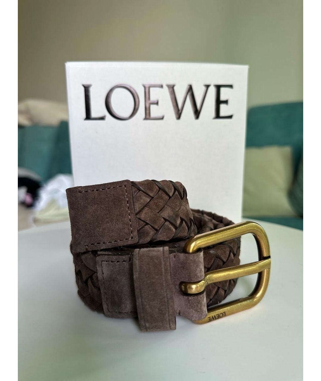 LOEWE Коричневый замшевый ремень, фото 5