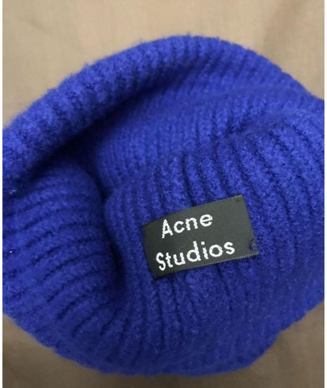 ACNE STUDIOS Синяя шерстяная шапка, фото 4