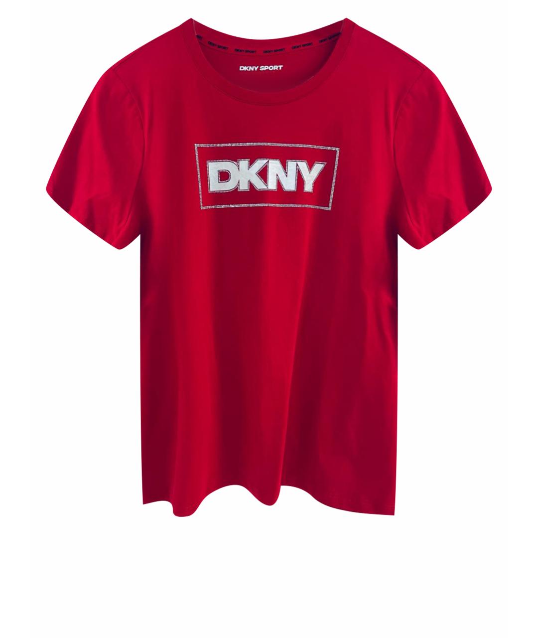 DKNY Красная хлопко-эластановая футболка, фото 1